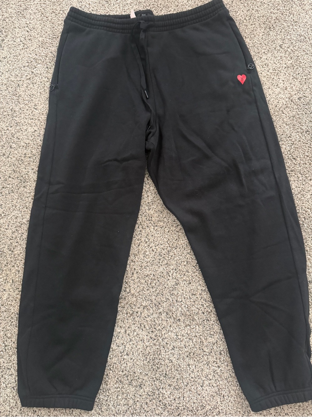 Victoria's Secret Black Joggers with Red Heart